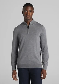 Men's Traveler® Collection Tailored Fit Merino Blend 1/4-Zip Sweater at Jos. A. Bank, Grey