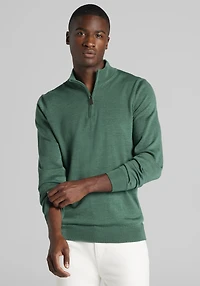 Men's Traveler® Collection Tailored Fit Merino Blend 1/4-Zip Sweater at Jos. A. Bank, Green