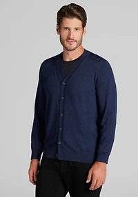 Men's Traveler Collection Tailored Fit Merino Wool Cardigan Sweater at Jos. A. Bank, Blue/Navy