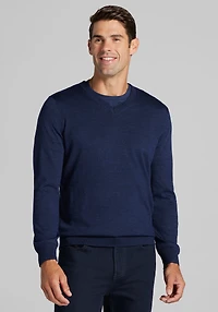 Men's Traveler Collection Tailored Fit Merino V-Neck Sweater at Jos. A. Bank, Blue/Navy