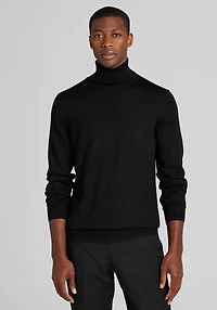 Men's Traveler® Collection Tailored Fit Merino Wool Turtleneck Sweater at Jos. A. Bank, Black