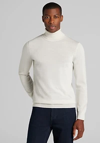 Men's Traveler Collection Tailored Fit Merino Wool Turtleneck Sweater at Jos. A. Bank, Cream/Ivory/White