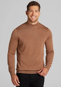 Men's Traveler Collection Tailored Fit Merino Blend Mock Neck Sweater at Jos. A. Bank, Dark Tan