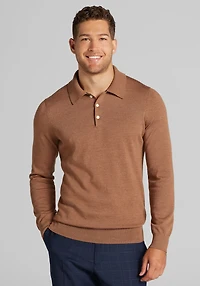 Men's Traveler Collection Tailored Fit Merino Polo Sweater at Jos. A. Bank, Dark Tan
