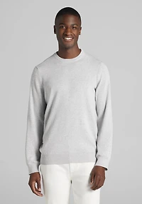 Men's Jos. A. Bank Tailored Fit Heathered Pima Cotton Crew Neck Sweater at Jos. A. Bank, Light Grey