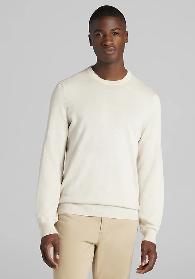 Men's Big & Tall Jos. A. Bank Tailored Fit Heathered Crew Neck Sweater at Jos. A. Bank, Light Grey