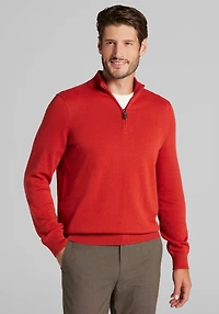 Men's Jos. A. Bank Tailored Fit Pima Cotton 1/4 Zip Sweater at Jos. A. Bank, Orange/Rust