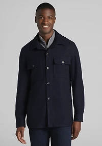 Men's Jos. A. Bank Tailored Fit Boucle Knit Shirt Jacket at Jos. A. Bank, Blue/Navy