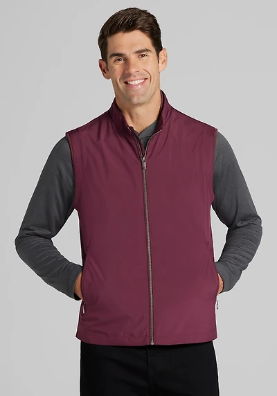 Men's Traveler Collection Tailored Fit Tech Golf Vest at Jos. A. Bank, Burgundy/Fig