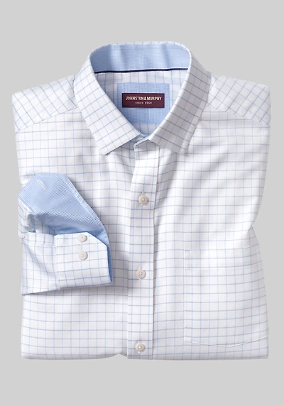 Men's Johnston & Murphy Tailored Fit Non-Iron Cotton Casual Shirt at Jos. A. Bank, Cream/White