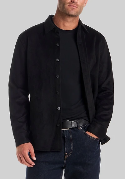 Men's Vintage & Black Faux Wool Shirt Jacket at Jos. A. Bank, Black