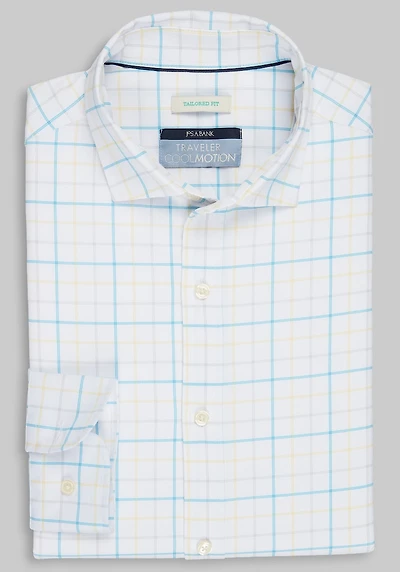 Men's Traveler® Collection Tailored Fit Large Plaid 4-Way Stretch Casual Shirt at Jos. A. Bank, Yellow