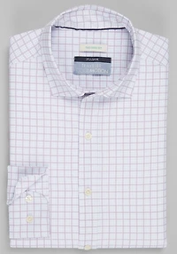 Men's Traveler® Collection Tailored Fit Small Check 4-Way Stretch Casual Shirt at Jos. A. Bank, Cream/White