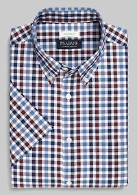 Men's Jos. A. Bank Tailored Fit Large Multi Gingham Short Sleeve Casual Shirt at Jos. A. Bank, Blue