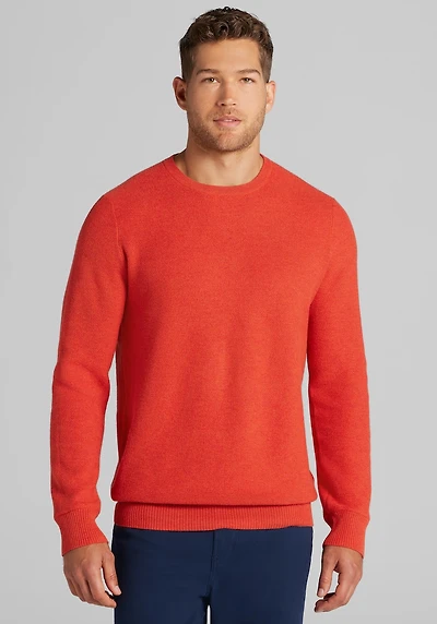 Men's Jos. A. Bank Tailored Fit Honeycomb Crew Neck Sweater at Jos. A. Bank, Orange/Rooibos Tea