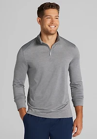 Men's Traveler Collection Tailored Fit Performance Space-Dyed 1/4 Zip Pullover at Jos. A. Bank, Light Grey