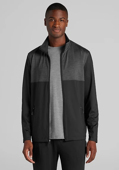Men's Traveler® Collection Tailored Fit Colorblock Performance Tech Jacket at Jos. A. Bank, Jet Black