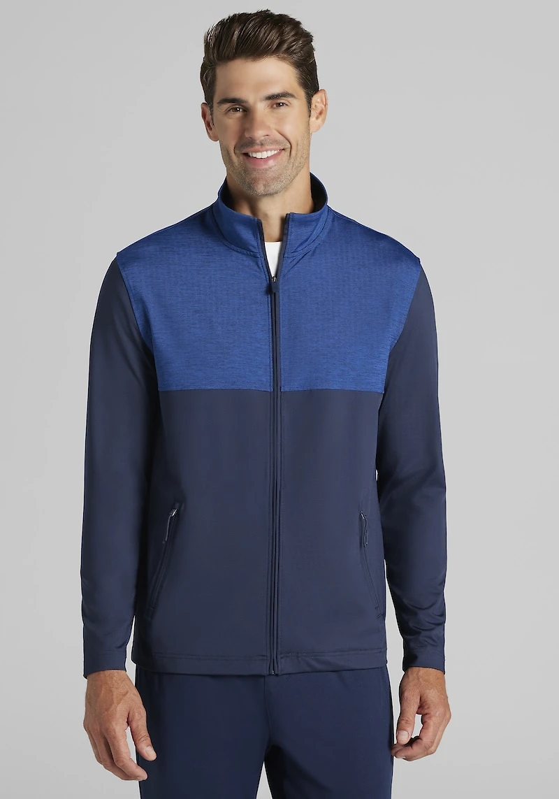 Men's Traveler® Collection Tailored Fit Colorblock Performance Tech Jacket at Jos. A. Bank, Blue/Navy Blazer