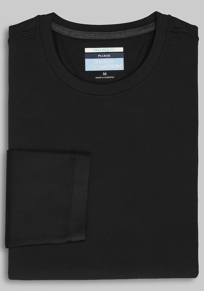 Men's Traveler COOLMOTION Long Sleeve Crew Neck Shirt at Jos. A. Bank, Jet Black