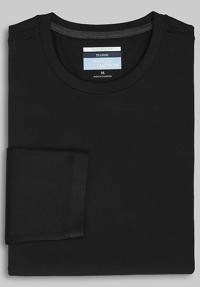 Men's Traveler COOLMOTION Long Sleeve Crew Neck Shirt at Jos. A. Bank, Jet Black