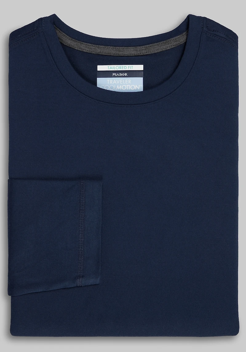 Men's Traveler COOLMOTION Long Sleeve Crew Neck Shirt at Jos. A. Bank, Blue/Navy
