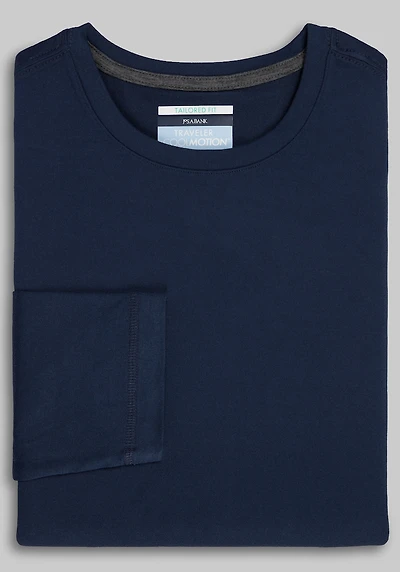 Men's Traveler COOLMOTION Long Sleeve Crew Neck Shirt at Jos. A. Bank, Blue/Navy