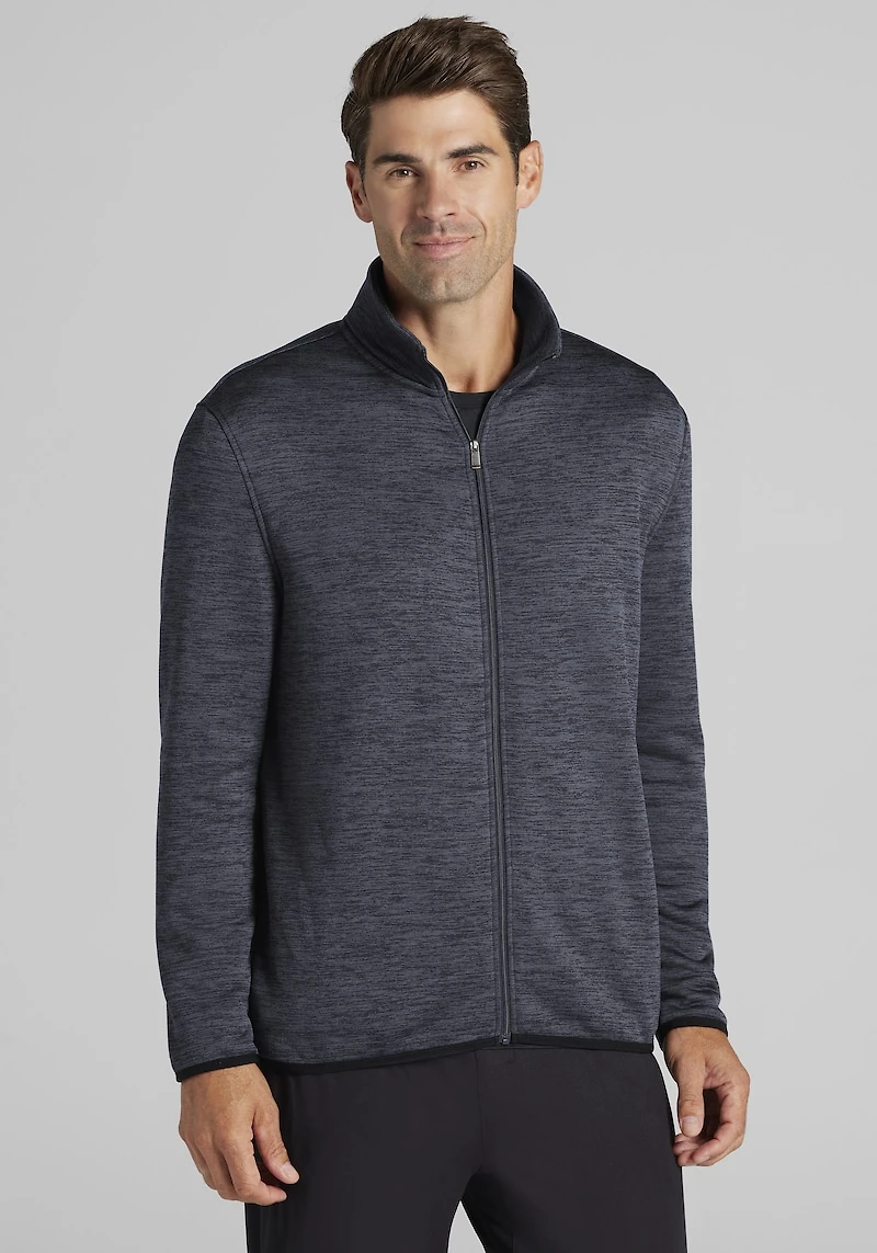 Men's Traveler® COOLMOTION Tailored Fit Heathered Fleece Full Zip Jacket at Jos. A. Bank, Grey/Iron Gate