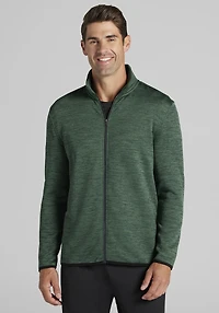 Men's Traveler® COOLMOTION Tailored Fit Heathered Fleece Full Zip Jacket at Jos. A. Bank, Green/Smoke Pine