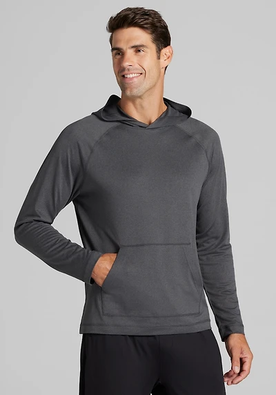 Men's Traveler COOLMOTION Tailored Fit Heathered Hoodie at Jos. A. Bank, Black/Grey/Iron Gate