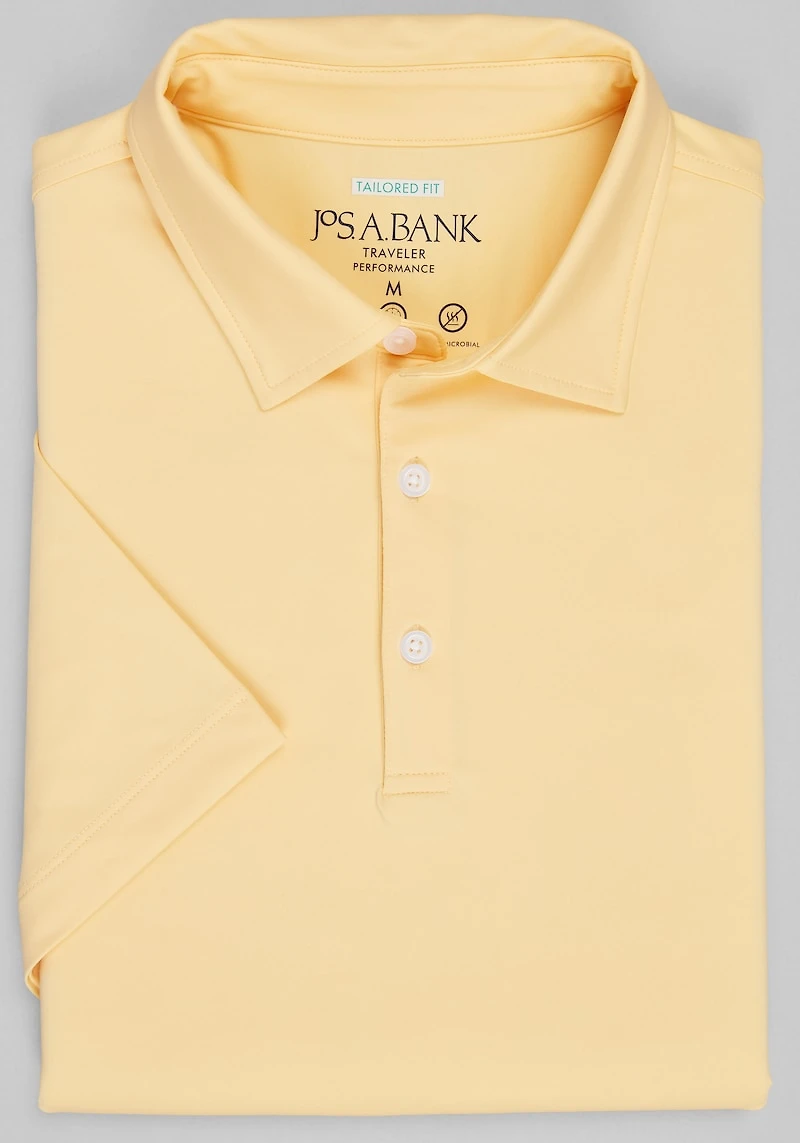 Men's Traveler® Collection Tailored Fit Performance Polo at Jos. A. Bank, Golden Haze/Yellow