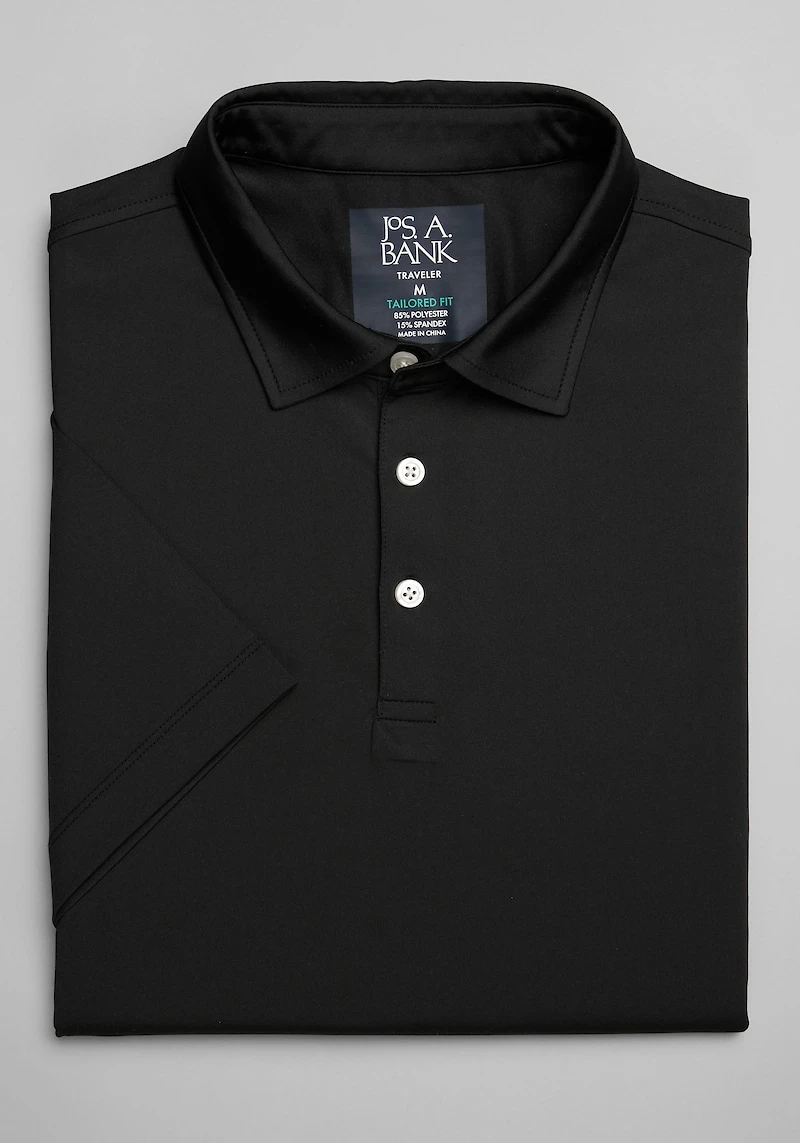 Men's Traveler Performance Tailored Fit Polo at Jos. A. Bank, Jet Black