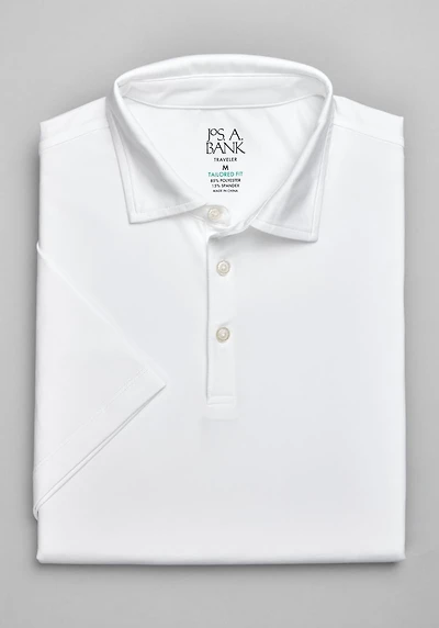 Men's Traveler Performance Tailored Fit Polo at Jos. A. Bank, Bright White/Cream/White