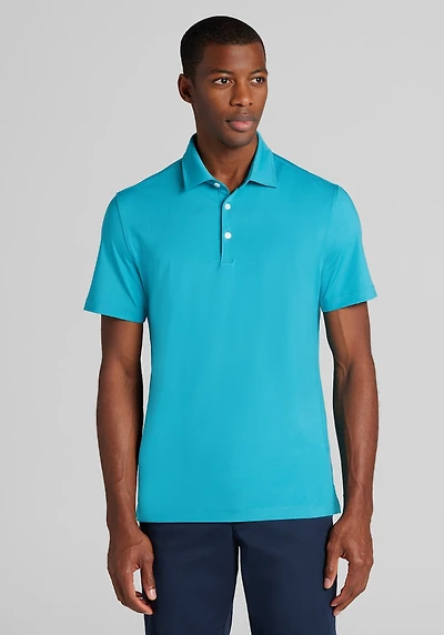 Men's Traveler® Collection Tailored Fit Solid Performance Polo at Jos. A. Bank, Multi/Teal
