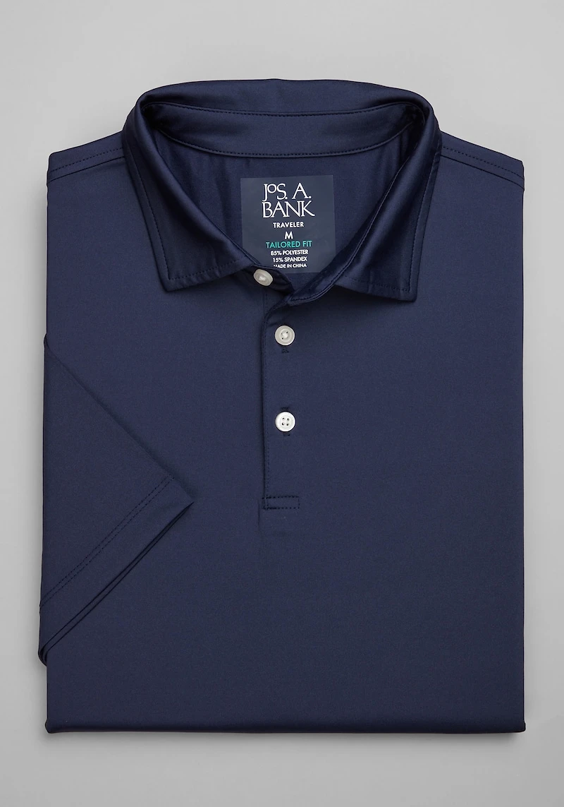 Men's Traveler Performance Tailored Fit Polo at Jos. A. Bank, Blue/Navy Blazer