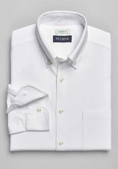 Men's Jos. A. Bank Tailored Fit Button-Down Collar Oxford Casual Shirt at Jos. A. Bank, Cream/White