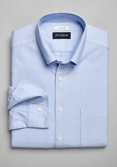 Men's Jos. A. Bank Tailored Fit Button-Down Collar Oxford Casual Shirt at Jos. A. Bank, Light Blue