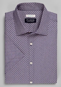Men's Jos. A. Bank Tailored Fit Cross Medallion Short Sleeve Casual Shirt at Jos. A. Bank, Blue/Navy,