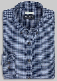 Men's Jos. A. Bank Tailored Fit Overcheck Gingham Flannel Casual Shirt at Jos. A. Bank, Grey