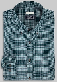 Men's Jos. A. Bank Tailored Fit Overcheck Gingham Flannel Casual Shirt at Jos. A. Bank, Green