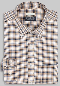 Men's Jos. A. Bank Tailored Fit Tweed Plaid Flannel Casual Shirt at Jos. A. Bank, Camel/Tan