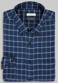 Men's Jos. A. Bank Tailored Fit Bold Check Flannel Casual Shirt at Jos. A. Bank, Blue/Navy