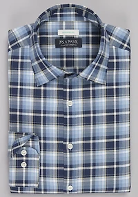 Men's Big & Tall Jos A. Bank Comfort Stretch Tailored Fit Check Casual Shirt at Jos. A. Bank, Blue,