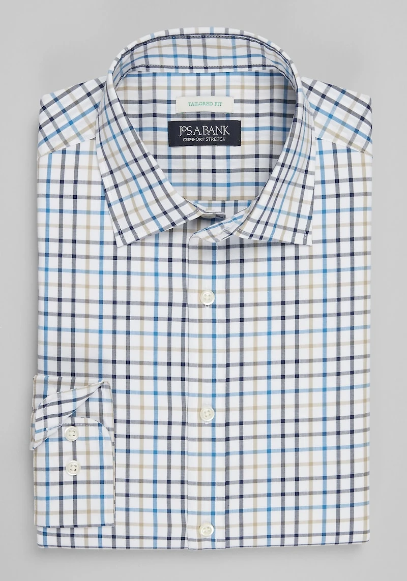 Men's Jos. A. Bank Tailored Fit Open Tattersall Casual Shirt at Jos. A. Bank, Blue/Navy,
