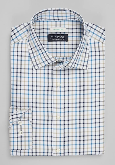 Men's Jos. A. Bank Tailored Fit Open Tattersall Casual Shirt at Jos. A. Bank, Blue/Navy,