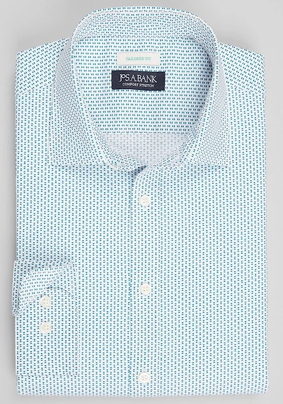 Men's Jos. A. Bank Tailored Fit Stacked Boxes Casual Shirt at Jos. A. Bank, Multi/Teal