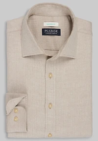 Men's Jos. A Bank Tailored Fit Herringbone Spread Collar Flannel Casual Shirt at Jos. A. Bank, Light Tan
