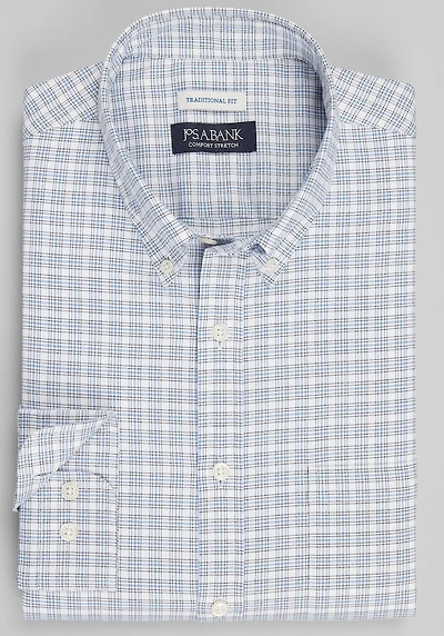 Men's Jos. A. Bank Traditional Fit Check Casual Shirt at Jos. A. Bank, Cream/White