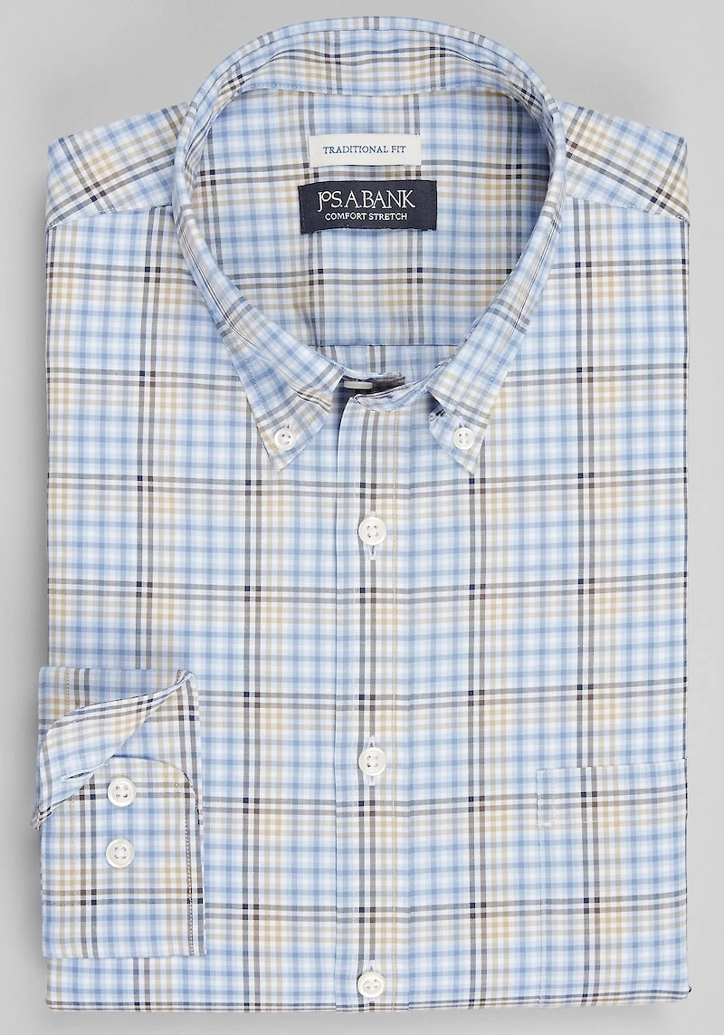 Men's Jos. A. Bank Traditional Fit Ombre Check Casual Shirt at Jos. A. Bank, Blue