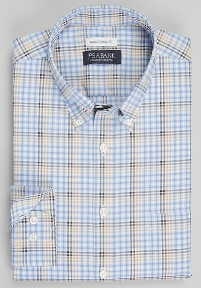 Men's Jos. A. Bank Traditional Fit Ombre Check Casual Shirt at Jos. A. Bank, Blue