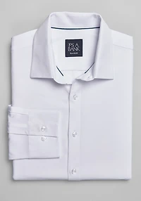 Men's Big & Tall Traveler Performance 4 Way Stretch Long Sleeve Casual Shirt - Big & Tall at Jos. A. Bank, Cream/White